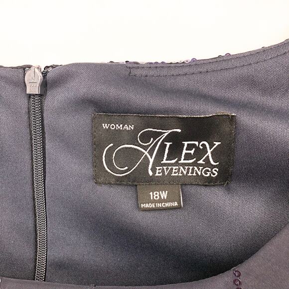 ALEX EVENINGS Chiffon & Sequin Dress & Jacket Set 18W Navy Blue Formal NWT - Picture 12 of 15